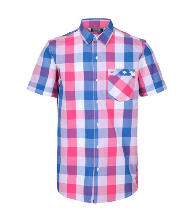 Regatta Mens Ramiel Checked Short-Sleeved Shirt (Bright Pink Check) - UTRG6087