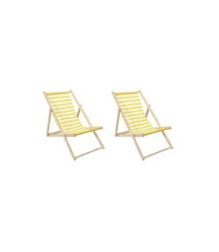 Lot de 2 Chiliennes en Bois Bain de Soleil 90cm Jaune