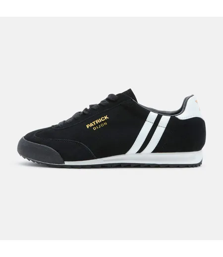 Mens Dijon Suede Running Trainers Black White Patrick