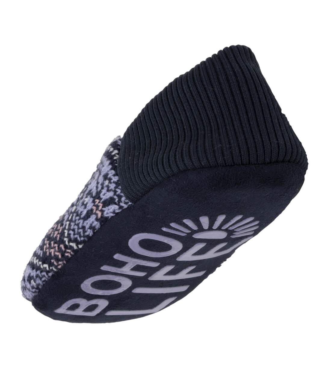 Isotoner Chaussettes d'intérieur femme maille jacquard, picots antidérapants-5