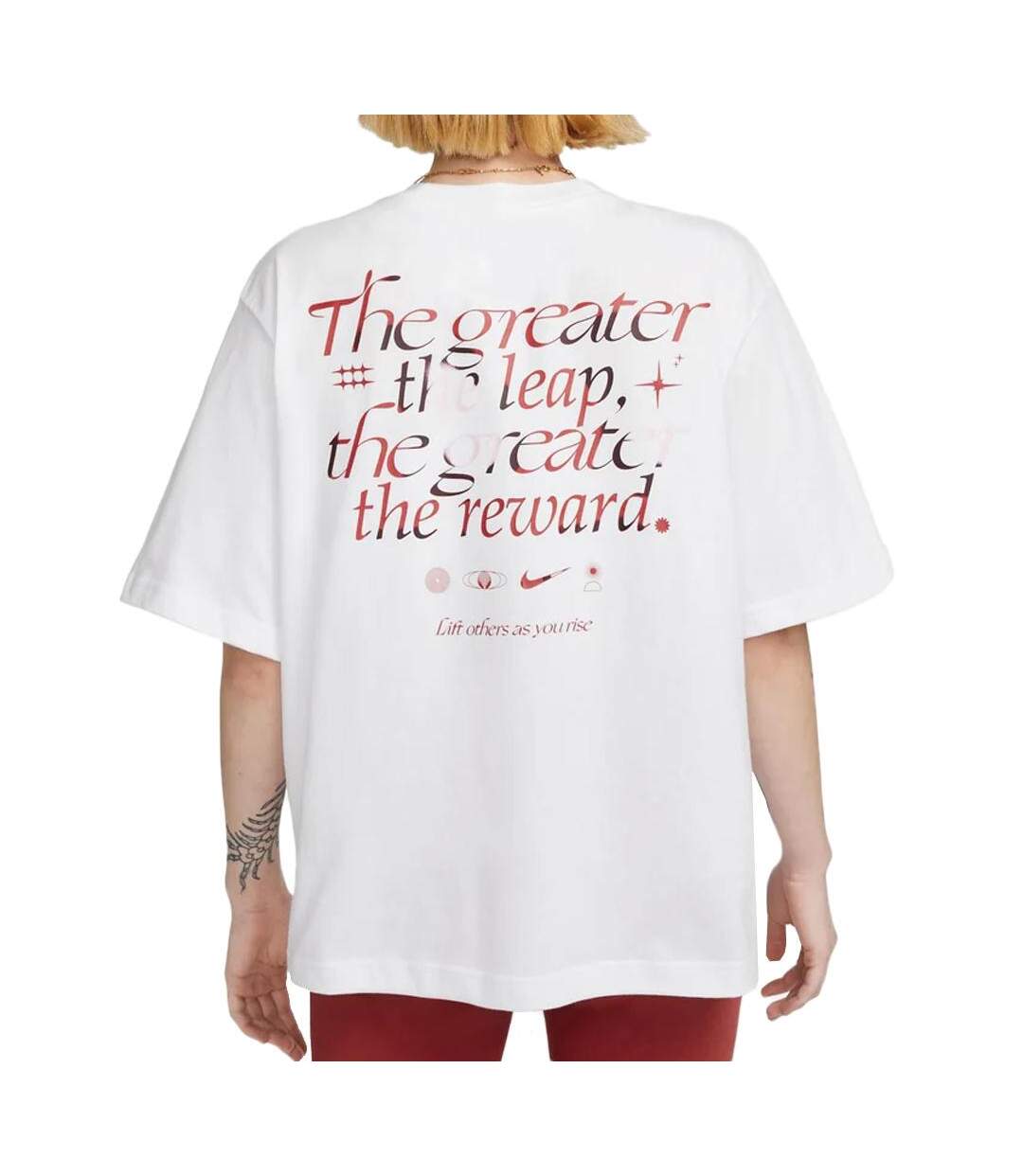 T-shirt blanc/rouge femme nike boxy - l-2