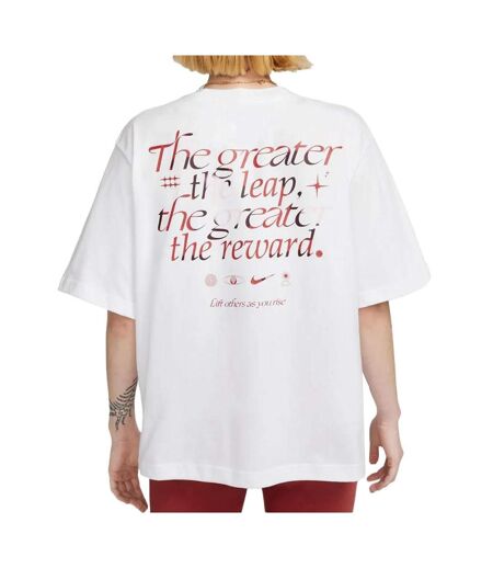 T-shirt blanc/rouge femme nike boxy - l