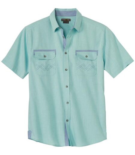 Men's Green Slub Cotton Shirt