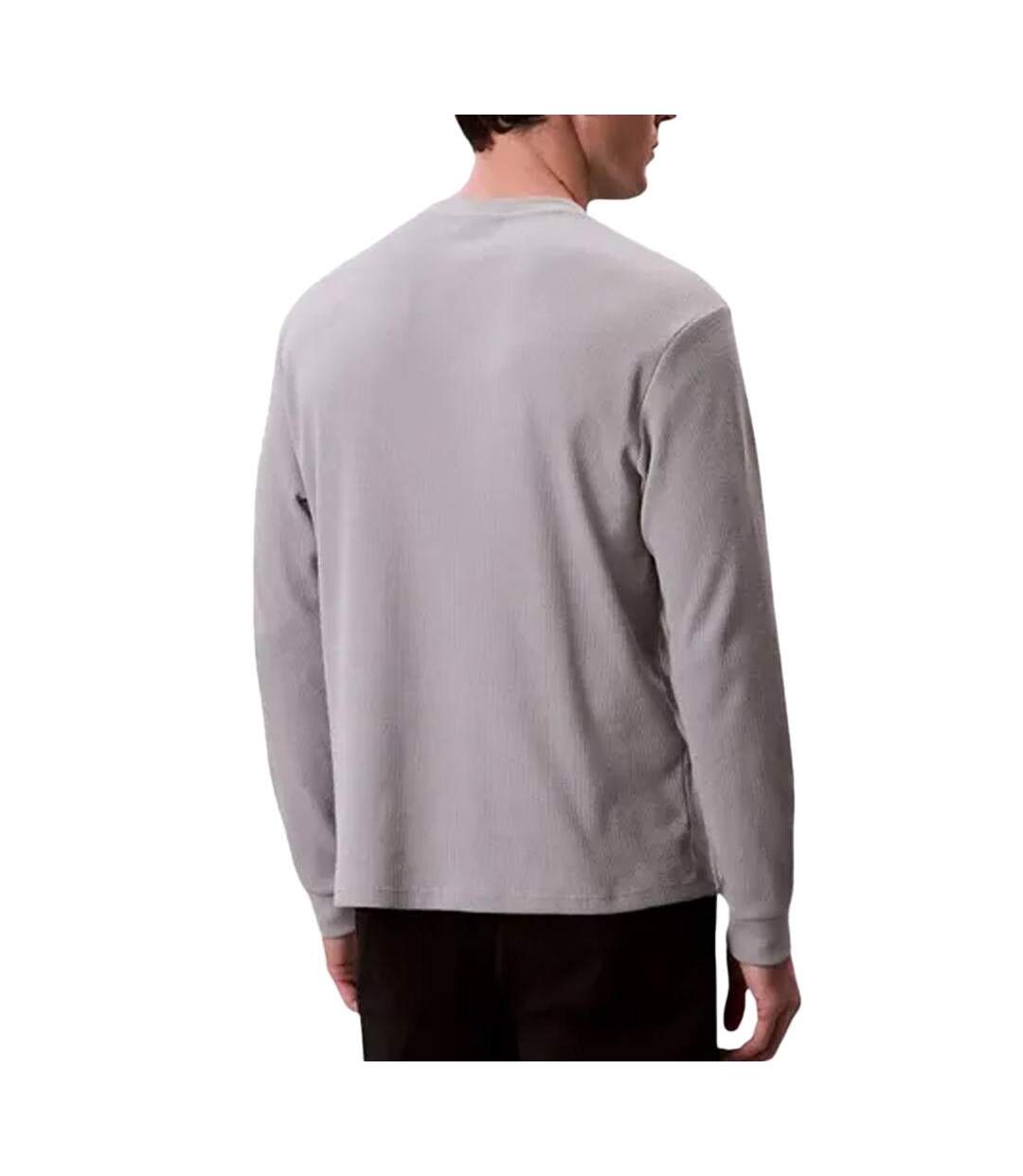 Sweat gris homme calvin klein jeans waffle badge-2
