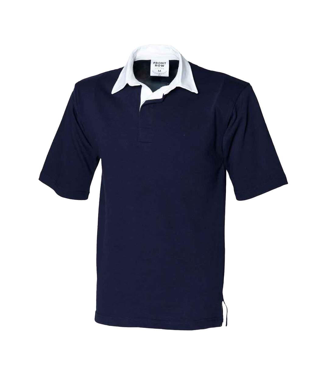 Mens heavyweight short-sleeved rugby polo shirt navy Front Row