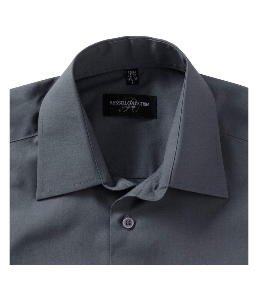 Chemise À Manches Courtes En Popeline  Collection Pour Homme Gris Convoi Russell-4