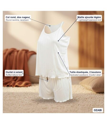 INFINITIF PARIS Ensemble Pyjama Short Femme Débardeur et Short Maille Douce