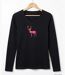 Mayflower NICO2 : Tee-shirt manches longues noir en coton avec sérigraphie motif cerf-2