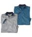 Pack of 2 Men's Sporty Polo Shirts - Turquoise Grey