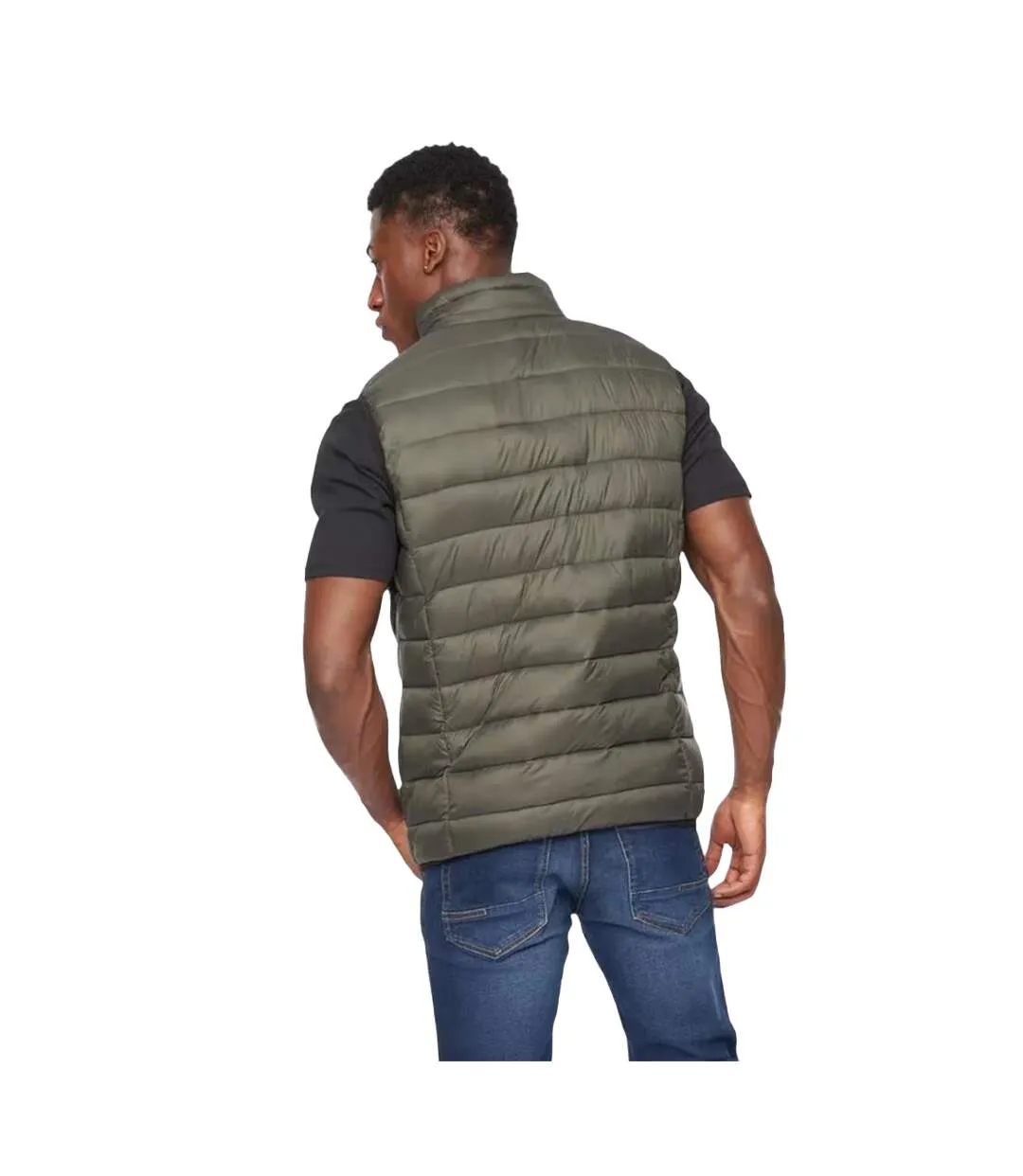 Mens Gattering Quilted Gilet Olive Camo Crosshatch-3