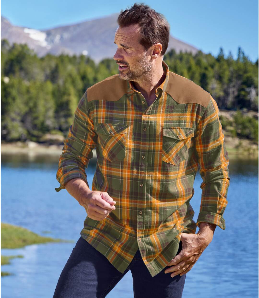 Chemise Carreaux St Johns Bay Homme 2XL, Flanelle Marron Gris, Manches Longues