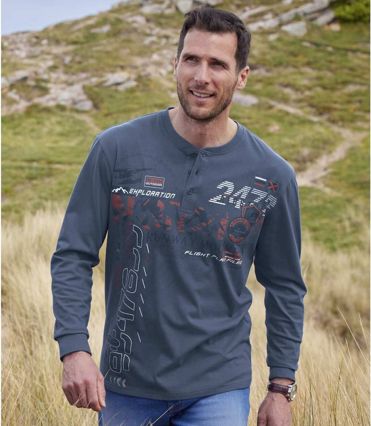 Zestaw 2 t-shirtów z dekoltem z guzikami Runway Mountain Atlas For Men