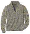 Men's Button-Neck Sweater - Blue Yellow  Atlas For Men