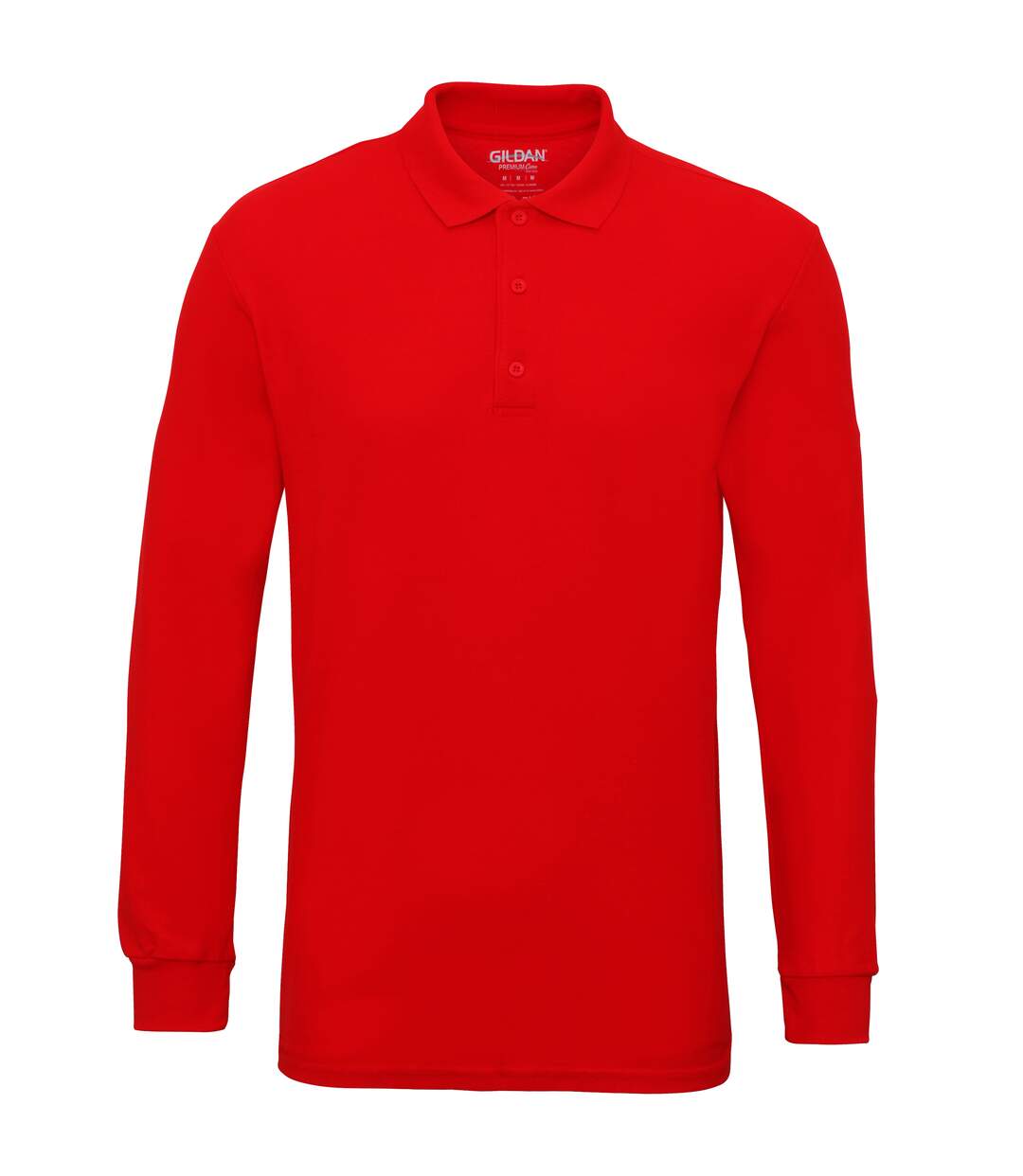 Gildan Mens Long Sleeve Double Pique Cotton Polo Shirt Red