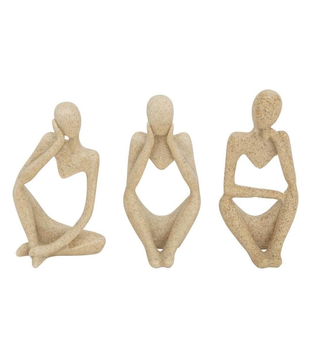 Lot de 3 Statuettes Femmes Aby 11cm Beige-1