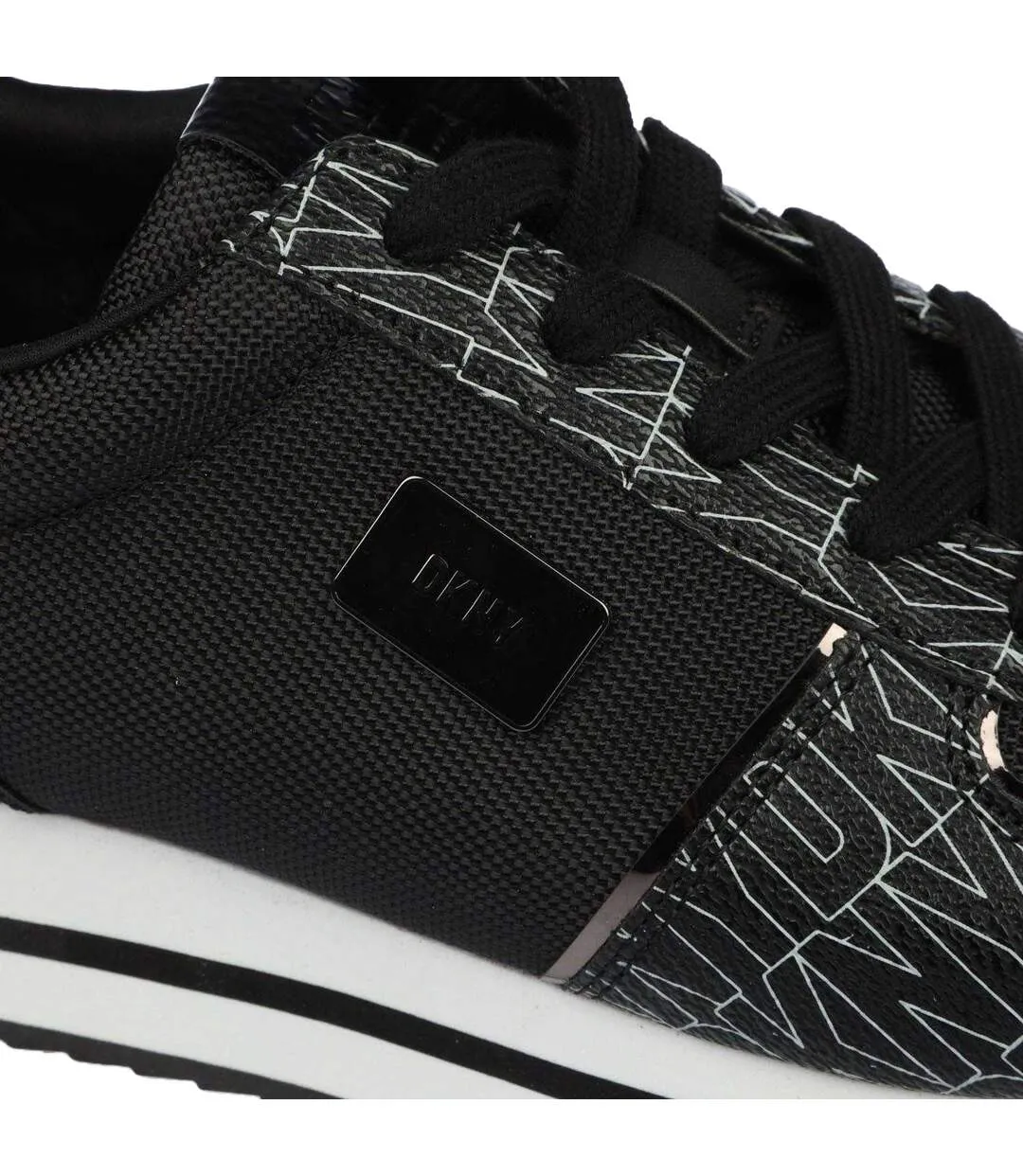Womens/ladies Davie Lace Up Trainers Black Grey DKNY-4