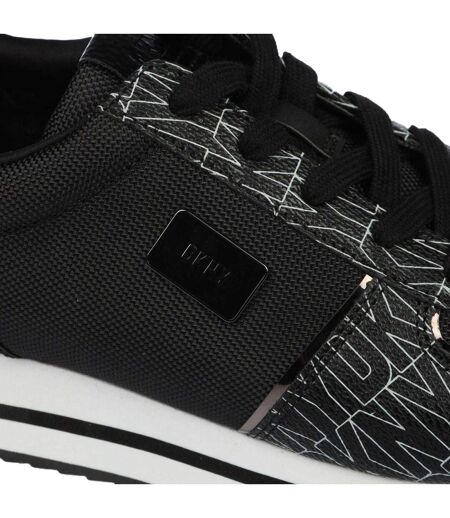 Womens/ladies Davie Lace Up Trainers Black Grey DKNY