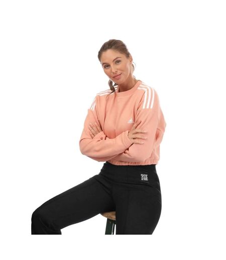 Womens/ladies hyperglam crew neck crop sweatshirt blush Adidas