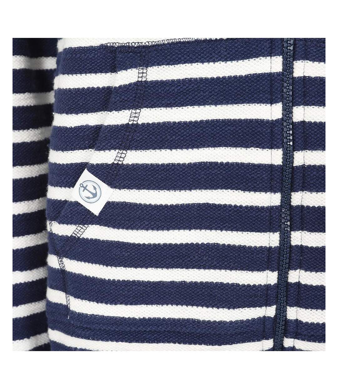 Veste À Capuche Motif/style Rayé Femme Bleu Mer Lazy Jacks-4