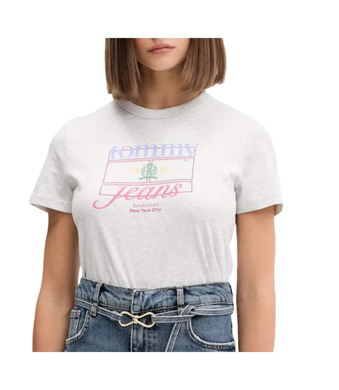 T-Shirt gris femme tommy hilfiger dw0dw21533-1