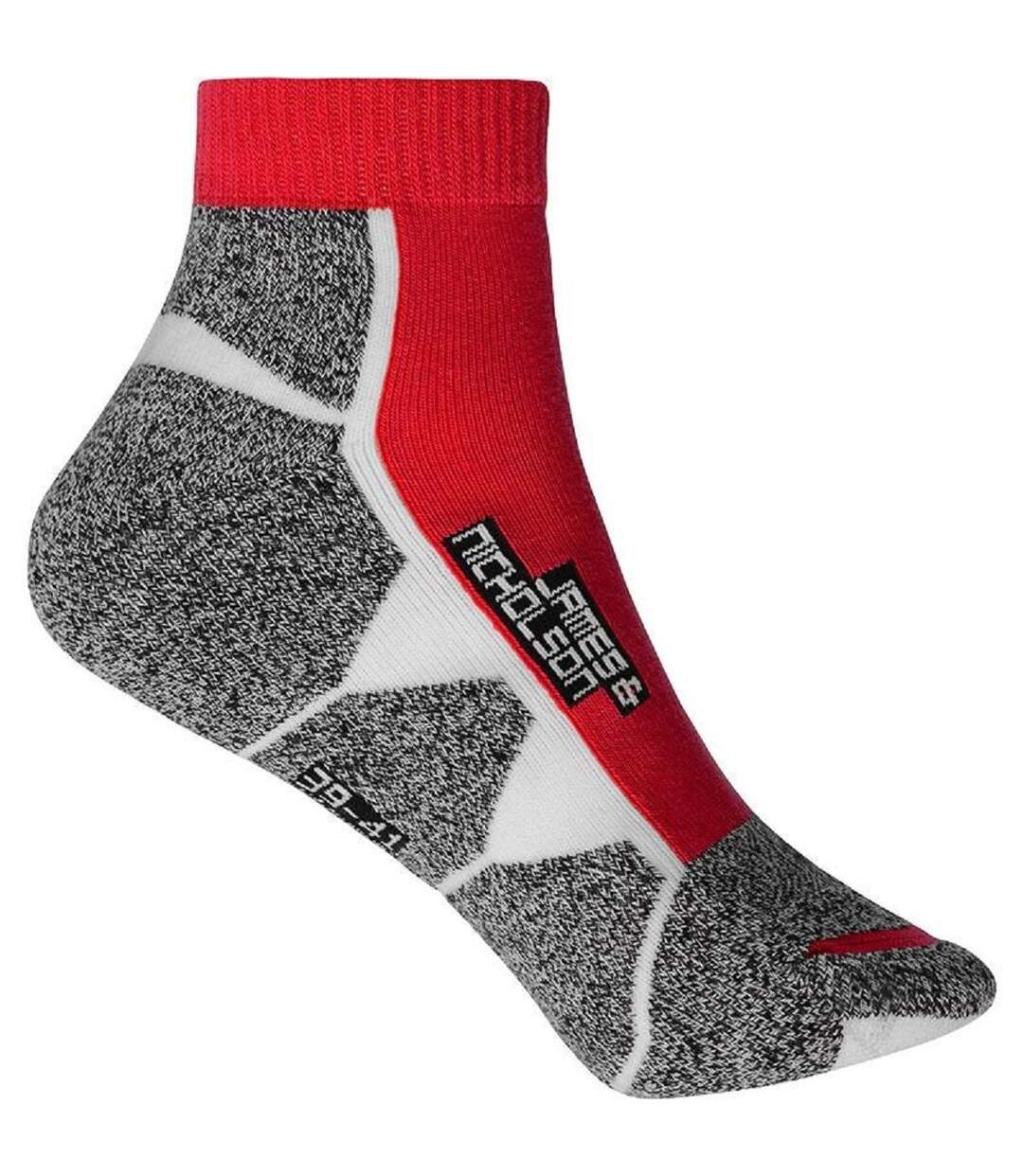 Chaussettes de sport courtes - JN214 - rouge et blanc-1