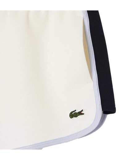 Womens/ladies Pique Contrast Panel Shorts Cream Lacoste
