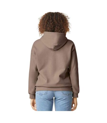Mens Midweight Soft Touch Hoodie Brown Savana Gildan