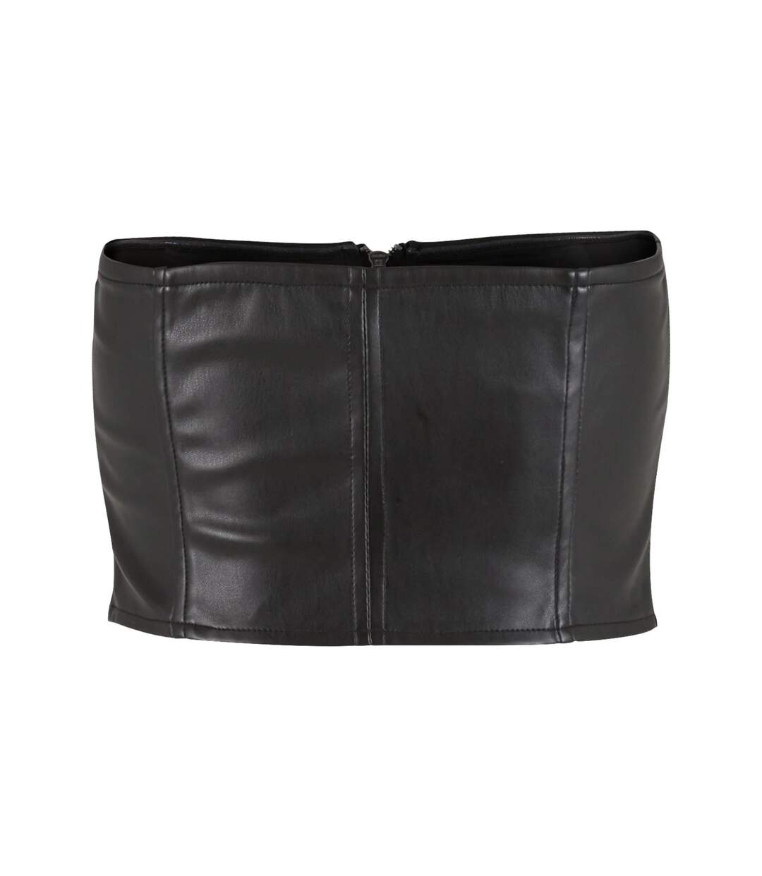 Womens/ladies Synthetic Leather Bandeau Top Black Urban Classics-2
