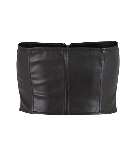 Womens/ladies Synthetic Leather Bandeau Top Black Urban Classics