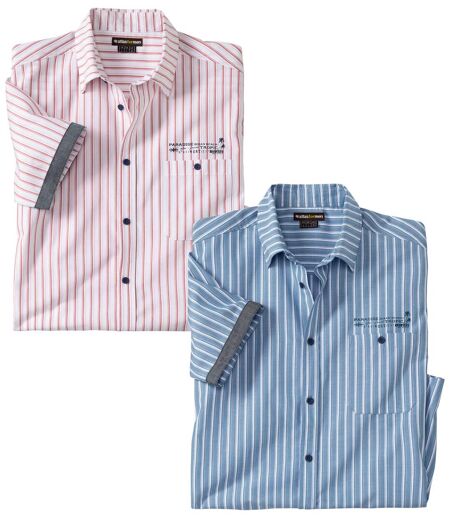 Lot de 2 Chemises Manches Courtes Rayées