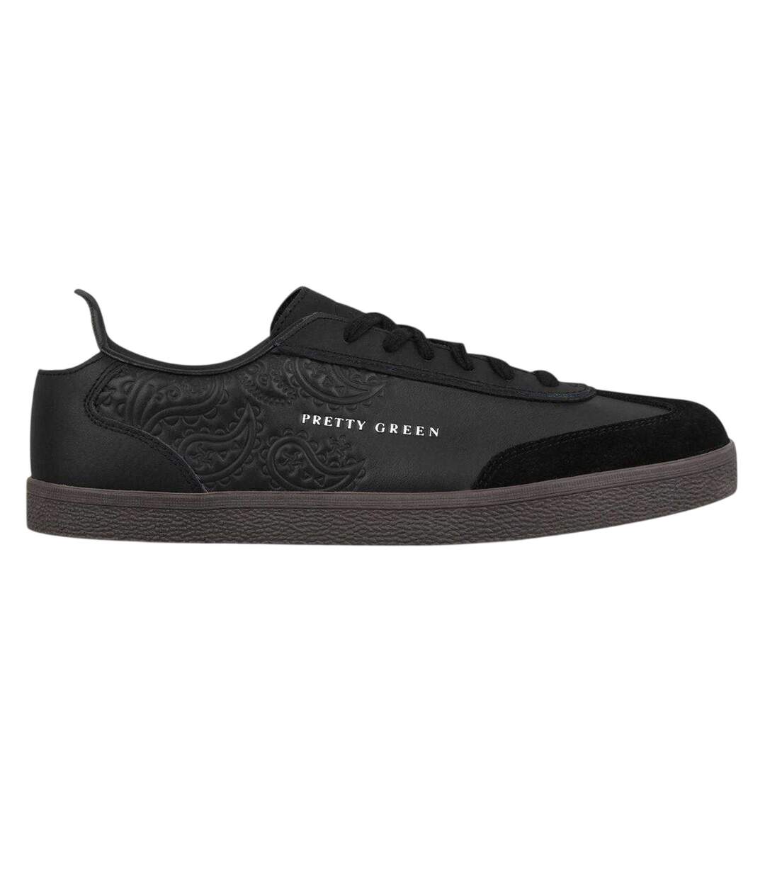 Mens Moorgate Leather Trainers Black Pretty Green-1