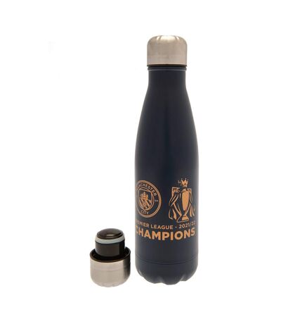 Manchester City FC Premier League Champions Crest Thermal Flask (Navy Blue/Gold) (One Size) - UTTA10129