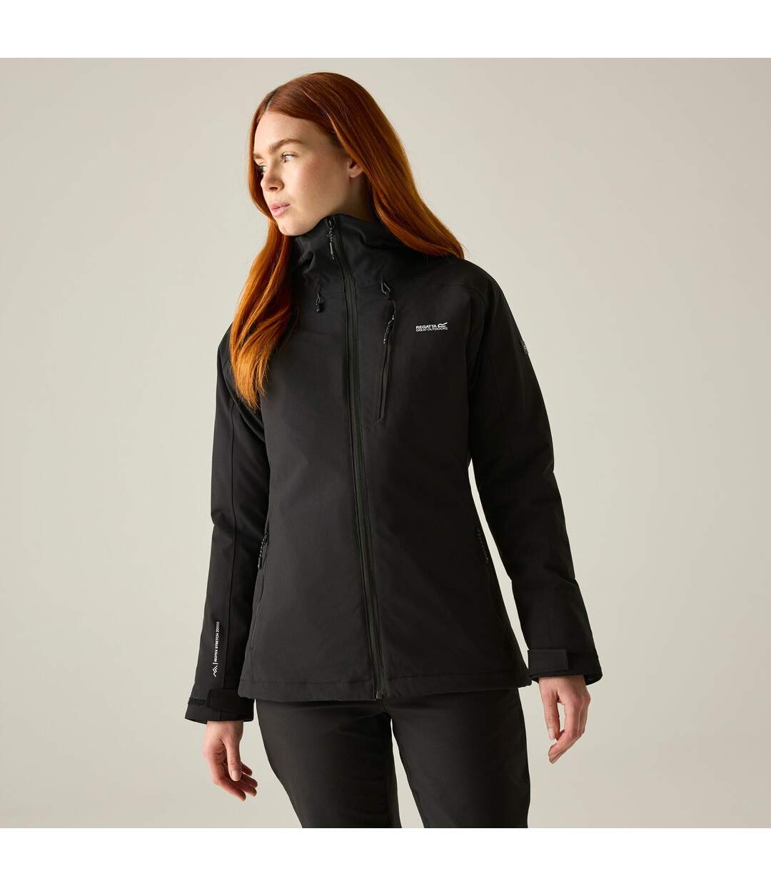 Doudoune Imperméable Et Extensible À Capuche Et Ourlets Ajustables Highton Femme Noir Regatta-1
