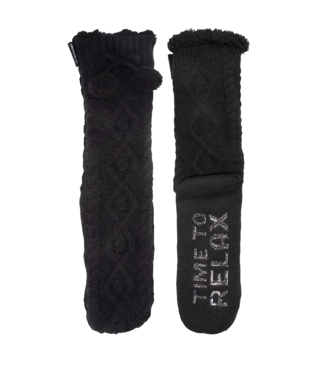 Isotoner Chaussettes d'intérieur femme maille torsadée - fourrées, antidérapantes-2