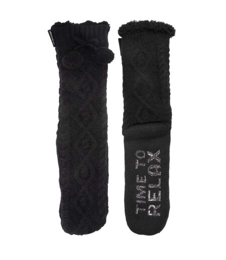 Isotoner Chaussettes d'intérieur femme maille torsadée - fourrées, antidérapantes