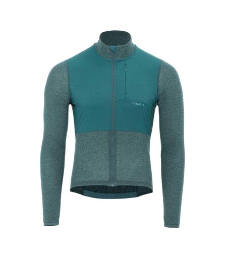 Mens Merino Long-sleeved Cycling Jersey Green Marl Pinnacle