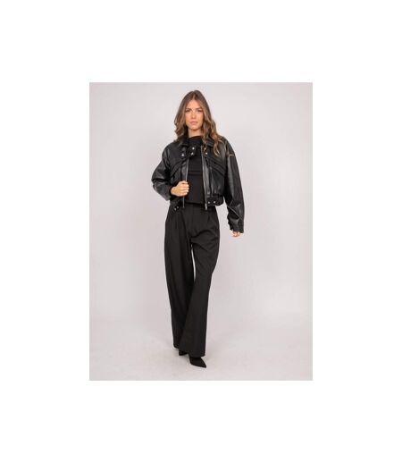 Blouson court simili cuir col montant UZAY - Dona X Lisa