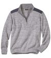 Men's Grey Knitted Funnel Neck Sweater Atlas For Men