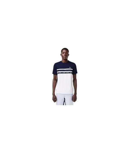 T-shirt Motif/style Blocs De Couleurs Homme Blanc Bleu Marine Foncé Lacoste