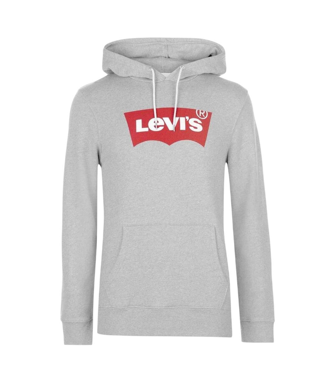 Mens Batwing Cotton Blend Kangaroo Pocket Hoodie Grey Levis-1