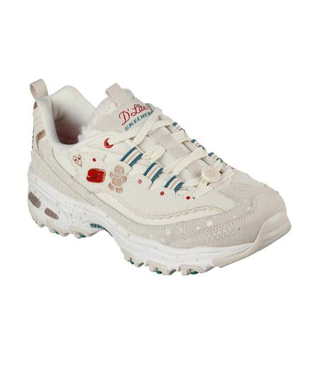Womens/ladies Dlites Christmas Suede Trainers Off White Skechers