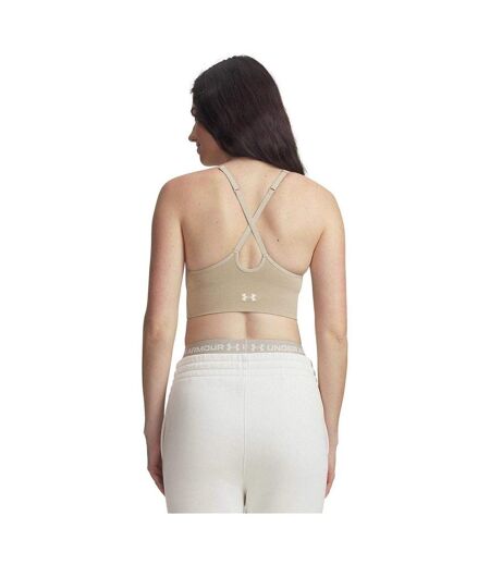 Womens/ladies Vanish Sports Bra Khaki White Under Armour