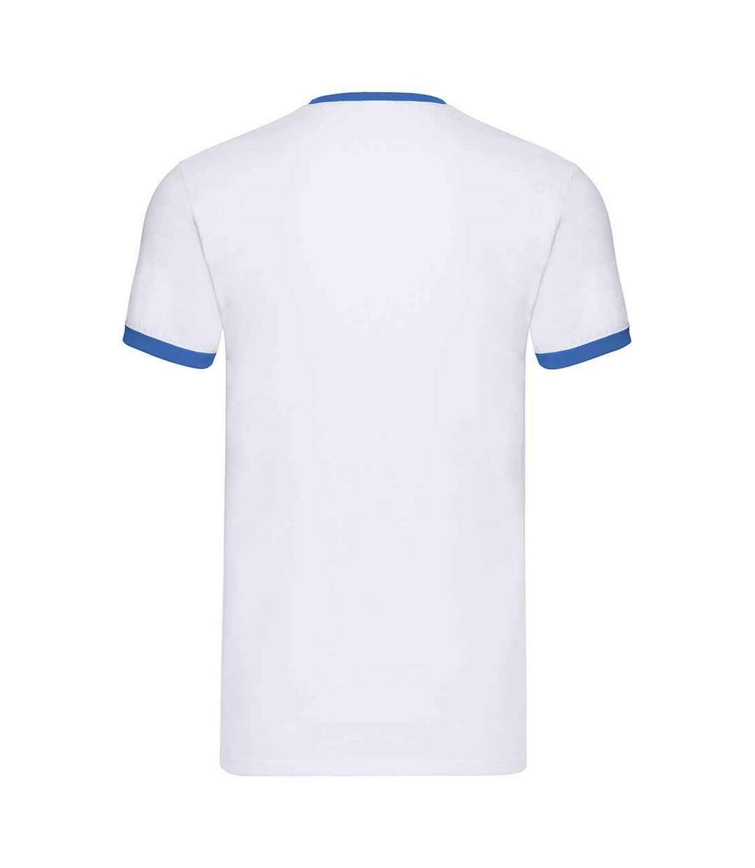 Mens Ringer Contrast T-shirt White Royal Blue Fruit Of The Loom-2
