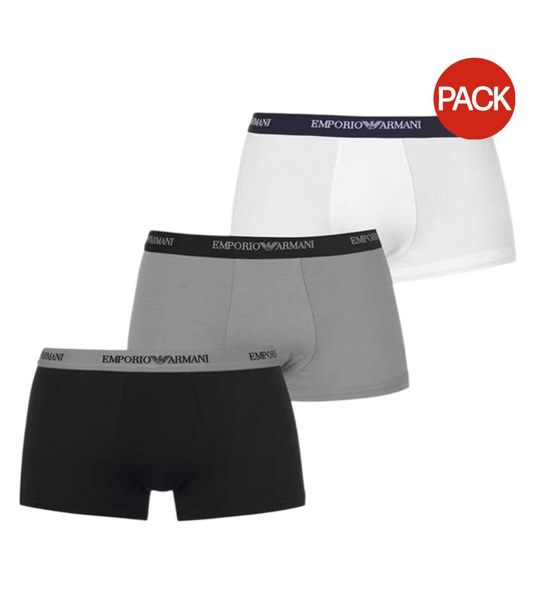 Lot De 3  Boxers Core Homme Noir Gris Blanc Emporio Armani-1