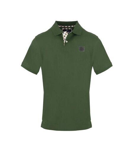 Polo Motif/style Badge Homme Vert Kaki Aquascutum