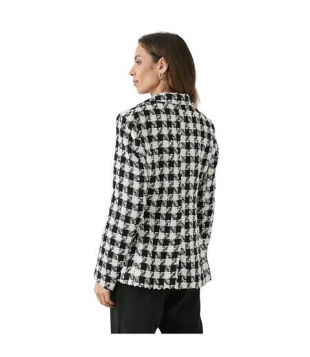 Womens/ladies dogtooth double-breasted blazer black Principles