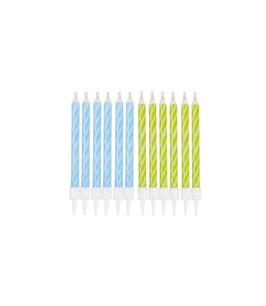 Lot de 12 Bougies d'Anniversaire Magiques 6cm Bleu & Vert-1