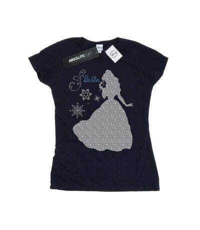 Disney Princess Womens/Ladies Belle Christmas Silhouette Cotton T-Shirt (Navy Blue) - UTBI36890