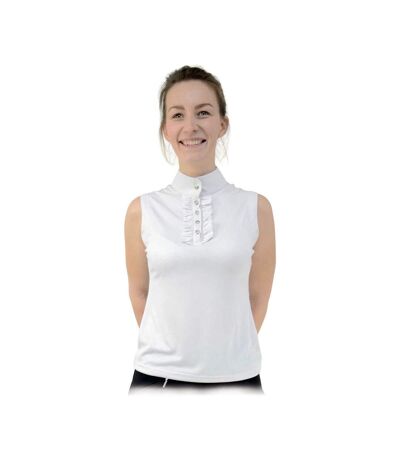 HyFASHION Womens/Ladies Katherine Ruffle Sleeveless Show Shirt (White)