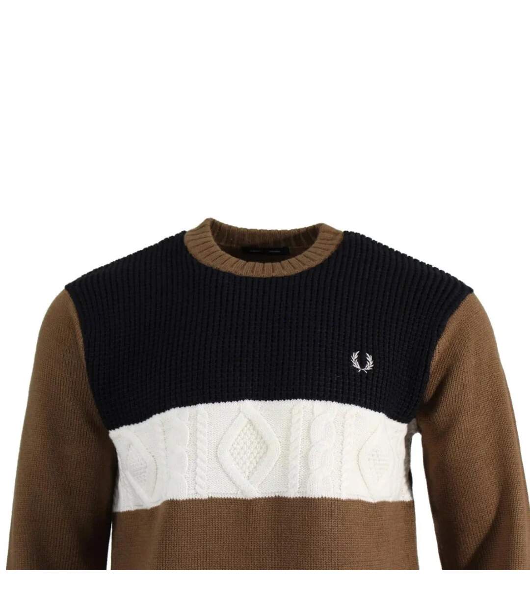 Sweat Homme Marron Noir Blanc Fred Perry-3
